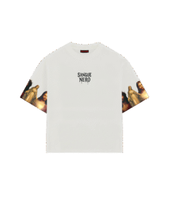 T-shirt Bianca Sangue Nero – Madonna & Gesù Sleeves