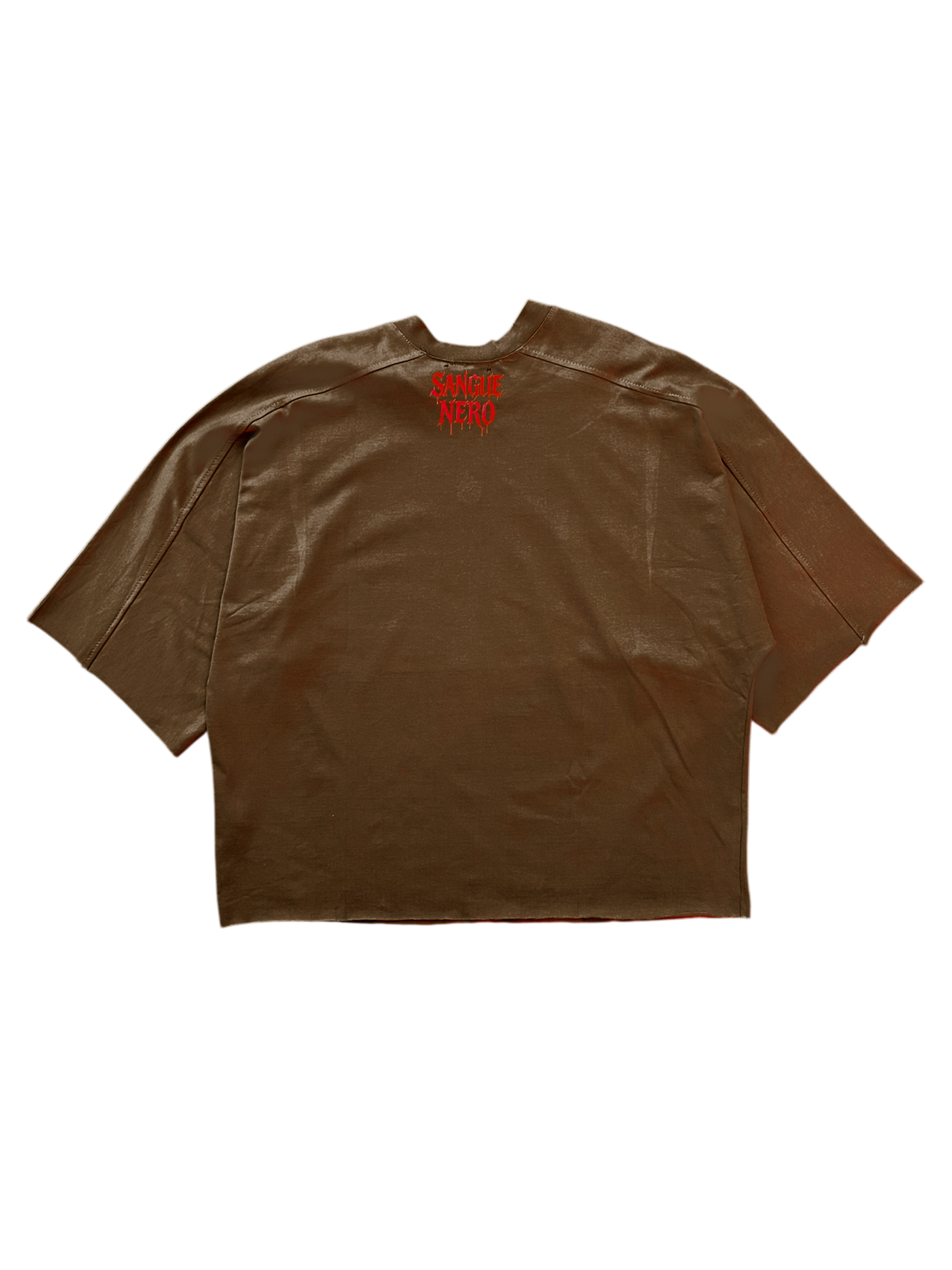 T-Shirt SANGUE NERO Taglio Vivo Marrone - immagine 2