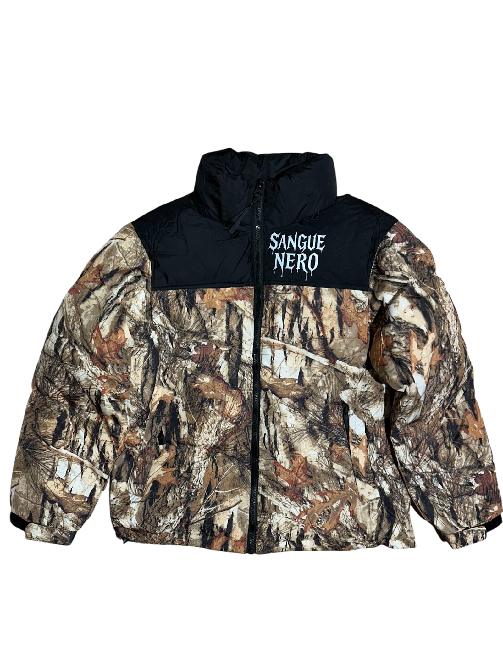 Real three Puffer Jacket Camo SANGUE NERO