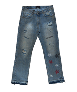 Jeans SANGUE NERO Blu con Stelle Applicate