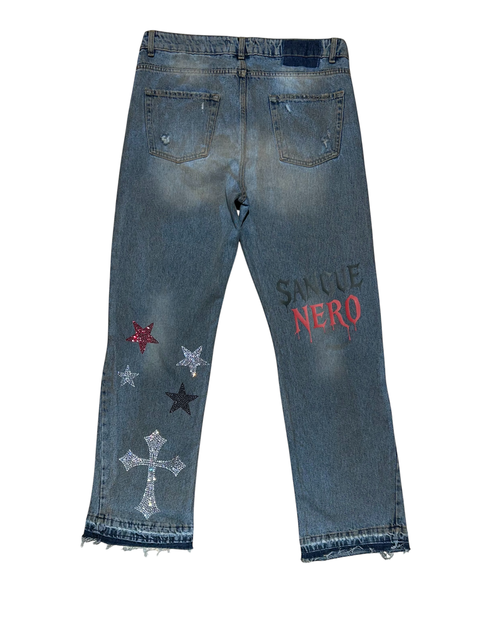 Jeans SANGUE NERO Blu con Stelle Applicate - immagine 2