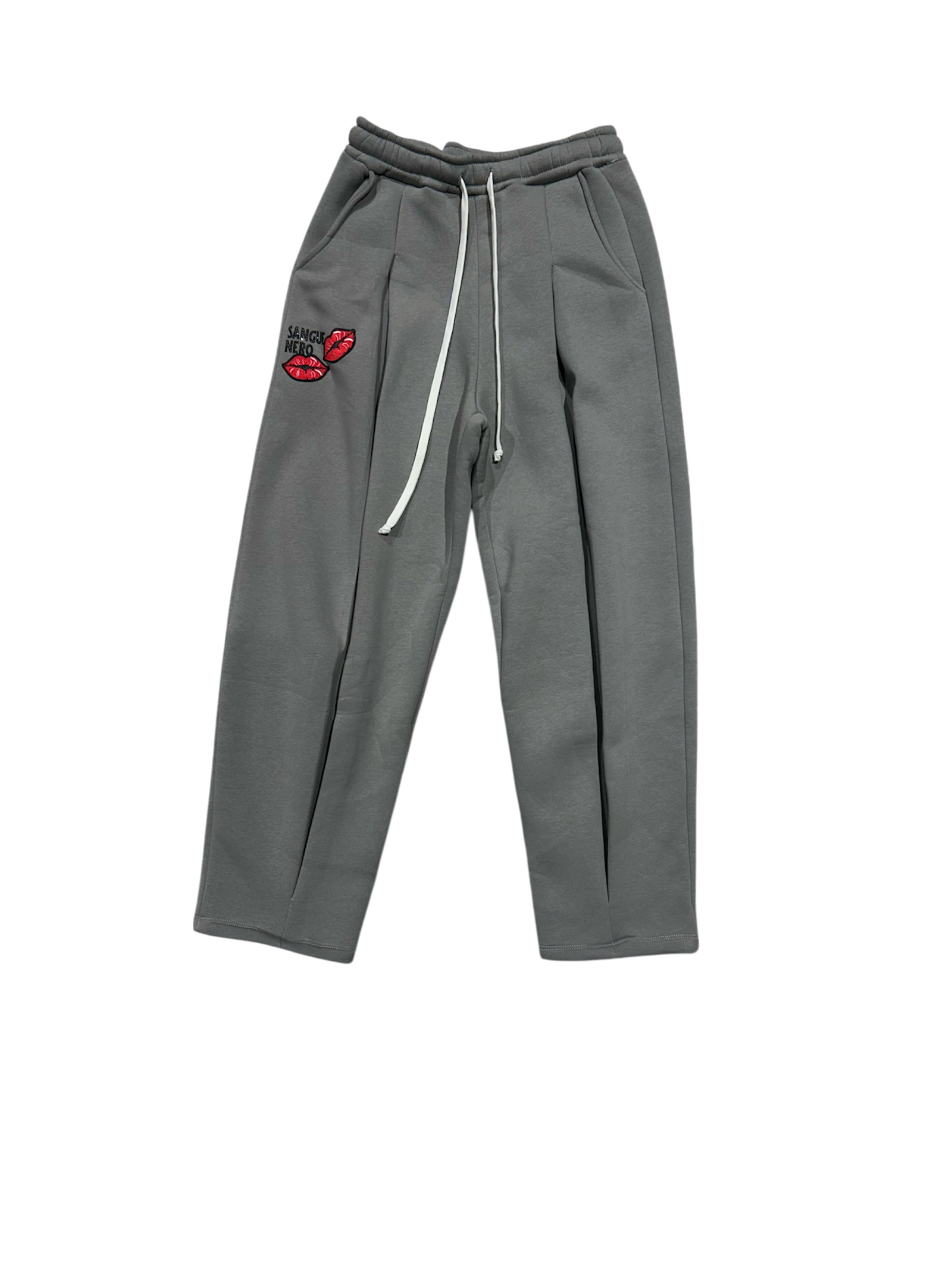 Pantalone Tuta Sangue Nero Grigio Ricamo Labbra