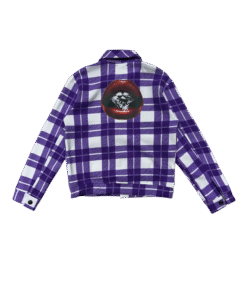 Alternative view of Camicia SANGUE NERO Check Viola con Patch Grafica