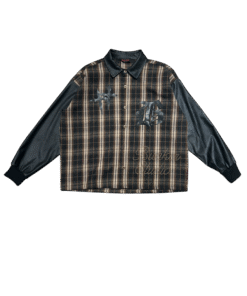 Camicia SANGUE NERO Marrone a Quadri con Strass