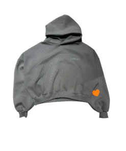 Felpa Cropped SANGUE NERO Grigia con Logo Strass