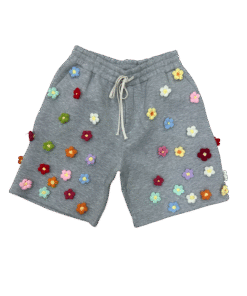 Flower Grey Scuba Shorts
